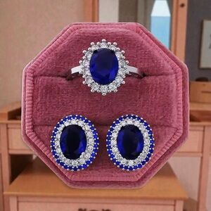 Elegant Blue and Silver Jewelry Set Size 8 or 10